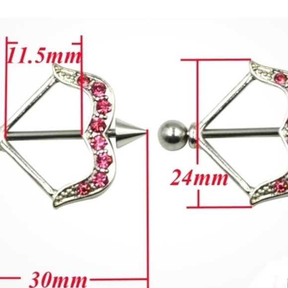 A Pair of Body Accent Nipple Barbell Bow & Arrow - Picture 5 of 7